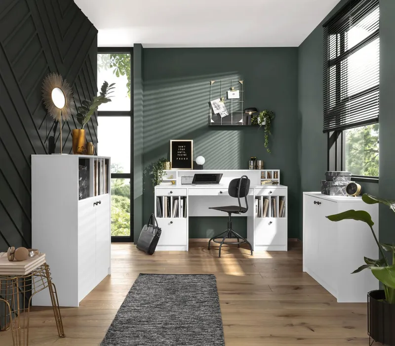 OTTO home Aktenschrank Licia viel Stauraum, 2 Türen und 5 offene Fächer, Weiß, – Produktbild 1 von 5