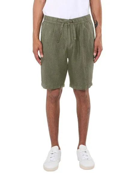 KnowledgeCotton Apparel KnowledgeCotton Apparel Leinenshorts - Loose linen shorts - VEGAN - aus Bio-Leinen, Grün (burned olive), – Produktbild 1 von 4