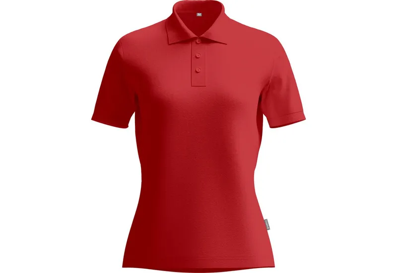 Qualitex Workwear Warnschutz-Shirt Poloshirt Damen Kurzarm – atmungsaktiv & nachhaltig Polo Shirt (1-tlg) Damen Poloshirt kurzarm aus Tencel – bequem, robust & vielseitig, Rot, – Produktbild 1 von 5