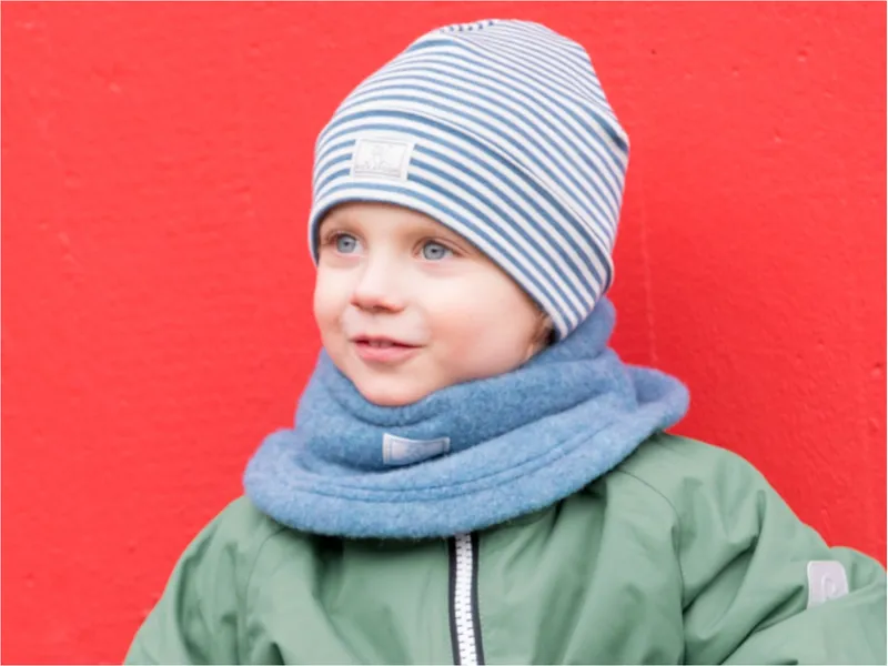 Pickapooh Pickapooh Kinder Schlupfschal Bio-Schurwolle Fleece jeans Gr. 2 (ab 2 Jahre), Blau, – Produktbild 2 von 2