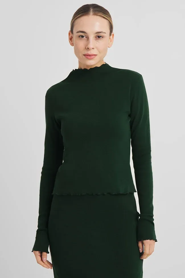 Dedicated DEDICATED Damen vegan Top Ryd Rib Dunkelgrün, Dunkelgrün, – Produktbild 2 von 2