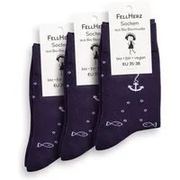 FellHerz FellHerz 3er Pack Socken mit Bio-Baumwolle Anker dunkelblau – Produktbild 1 von 2