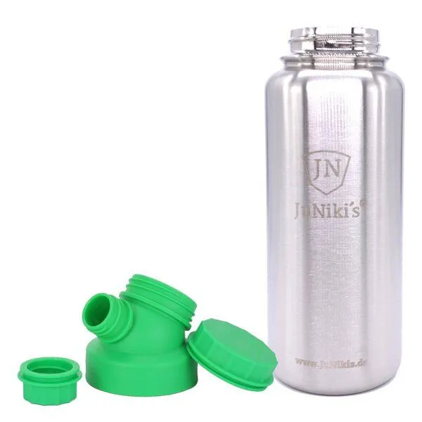 JN JuNiki's JN JuNiki's isolierte Edelstahl Trinkflasche 1 Liter mit Double Neck Deckel, Grün, – Produktbild 1 von 2