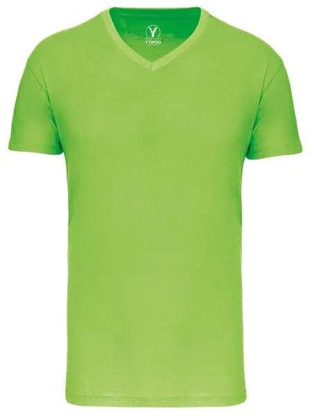 YTWOO YTWOO Basic Herren T-Shirt mit V-Ausschnitt aus Bio-Baumwolle, Lime, – Produktbild 2 von 2