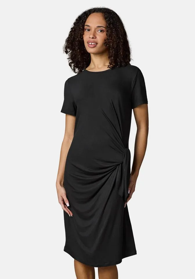ragwear ragwear Shirtkleid Knotta Kurzarm Sommerkleid mit seitlichem Bindeband, Schwarz, – Produktbild 1 von 4