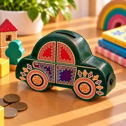 Janselo Auto Kinder-Spardose aus Shanti-Leder in Grün – Produktbild 1 von 1