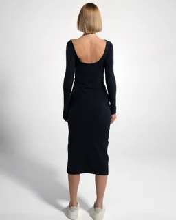 GORG GORG Damen vegan Kleid Langarm Gerippt Navy – Produktbild 1 von 1