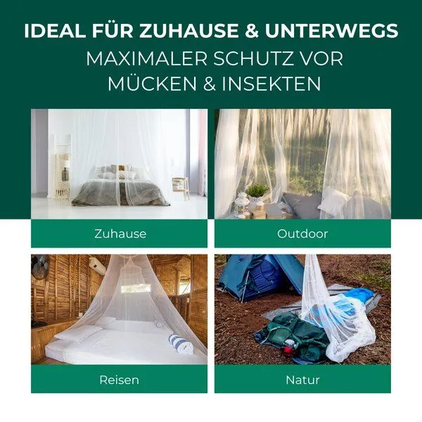 Silberkraft Silberkraft Moskitonetz mit Klebehaken fürs Bett, Reisen, Outdoor und Camping – Produktbild 3 von 4