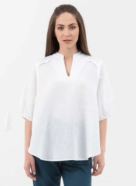 ORGANICATION ORGANICATION Bluse aus Leinen mit Bio-Baumwolle, White, – Produktbild 1 von 4