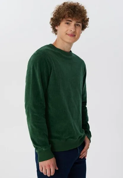 Leela Cotton Leela Cotton Herren Cord-Sweatshirt aus 100% kba-Baumwolle - Feiner Nicky Cordstoff 2232, Tannennadel, – Produktbild 4 von 4