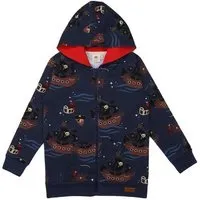 Walkiddy Kinder Sweatjacke GOTS zertifiziert Bio-Baumwolle Dunkelblau Kapuze Allover-Print „Pirate Ships“ – Walkiddy – Produktbild 1 von 1