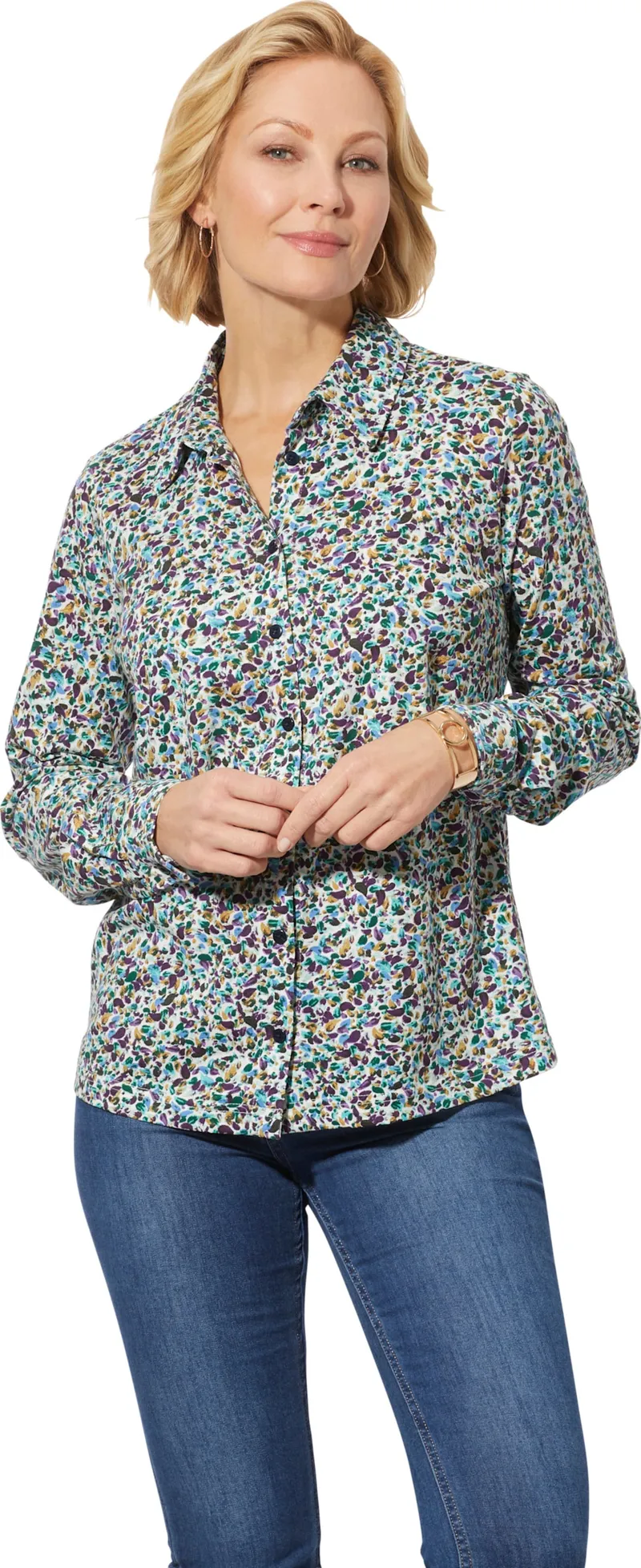 Witt Jersey-Bluse, Ecru-ozean-bedruckt, – Produktbild 2 von 2