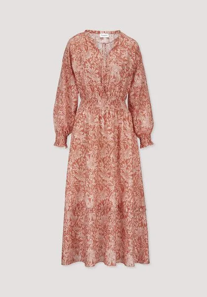 hessnatur hessnatur Gewebe Kleid mit Taillierung Maxi aus reiner Bio-Baumwolle, Pfirsichrot, – Produktbild 4 von 4