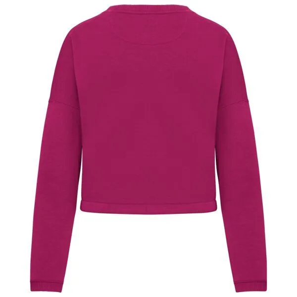 Greenspired Greenspired Umweltfreundliches cropped Oversize Damen Sweatshirt mit Rundhalsausschnitt 280g/m² XS- XL, Lila, – Produktbild 2 von 3