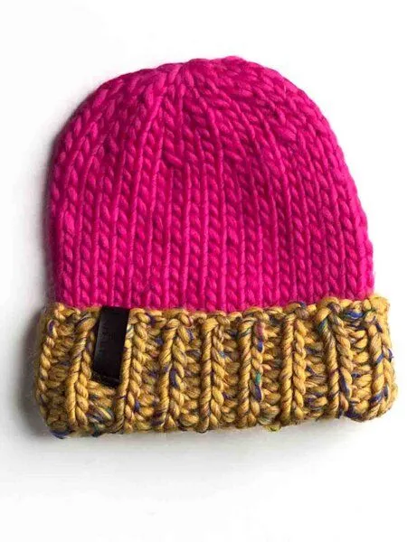 PANAPUFA PANAPUFA Handgestrickte Chunky Beanie – Seide Merinowolle, Mehrfabric, – Produktbild 1 von 2