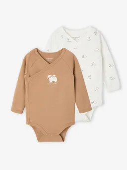 Vertbaudet 2er-Pack Baby Wickelbodys langarm cappuccino – Produktbild 1 von 1
