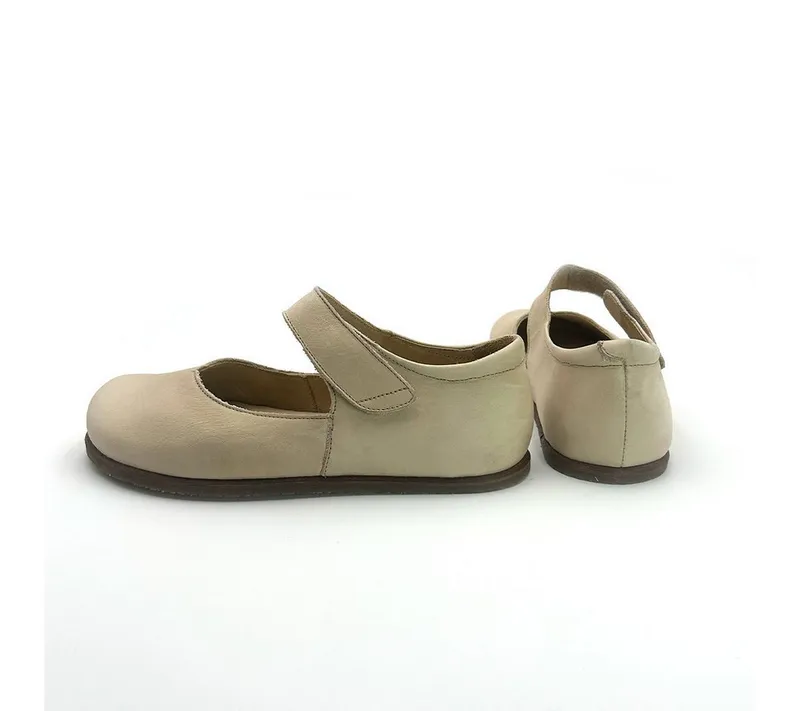 Pololo Pololo Alma & Alina, bequemer Damen Barfußschuh aus pflanzlich gegerbtem Leder, Beige|weiß, – Produktbild 4 von 5