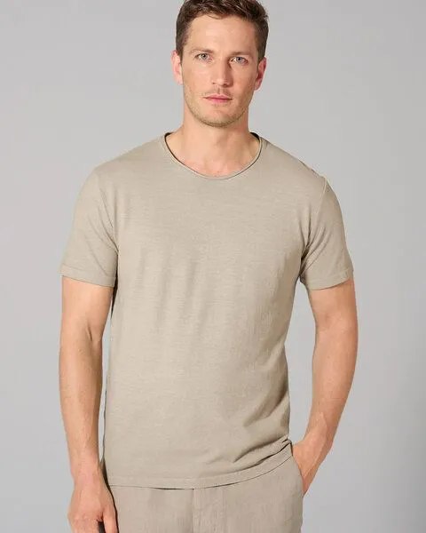HempAge HempAge T-Shirt mit Rollsaum 56% Biobaumwolle, 44% Hanf, Distel (beige), – Produktbild 1 von 4