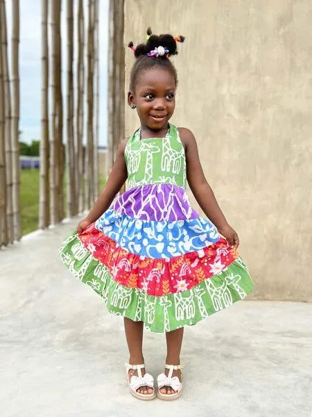Global Mamas Global Mamas Bio Karussellkleid - Chroma, Giraffe (olive), – Produktbild 1 von 3