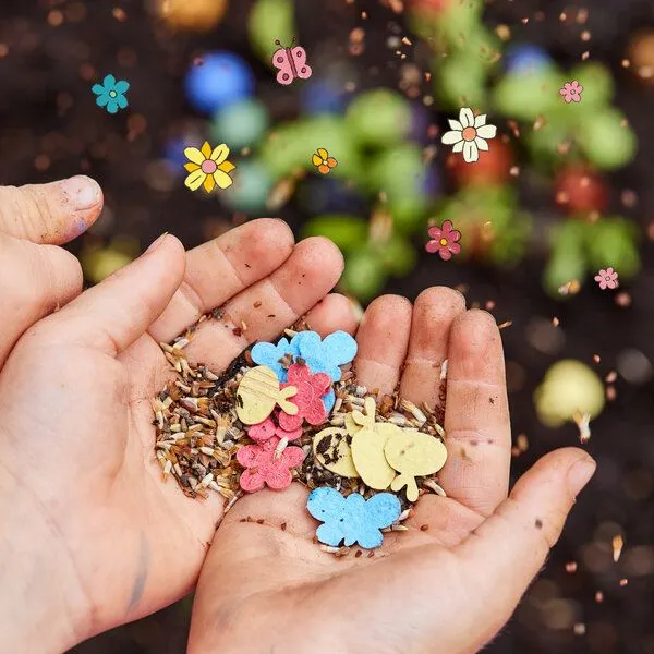 Die Stadtgärtner Saatgutkonfetti von "Die Stadtgärtner" | Natürliches Konfetti aus Wildblumensaatgut und witzigen Saatpaierformen für Kinder – Produktbild 3 von 3