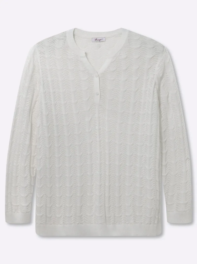 sheego Ajourpullover, Ecru, – Produktbild 1 von 2