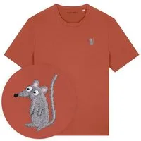 LIGARTI Besticktes T-Shirt – Murat die Maus – LIGARTI Tiermanufaktur, Terracotta, – Produktbild 1 von 1