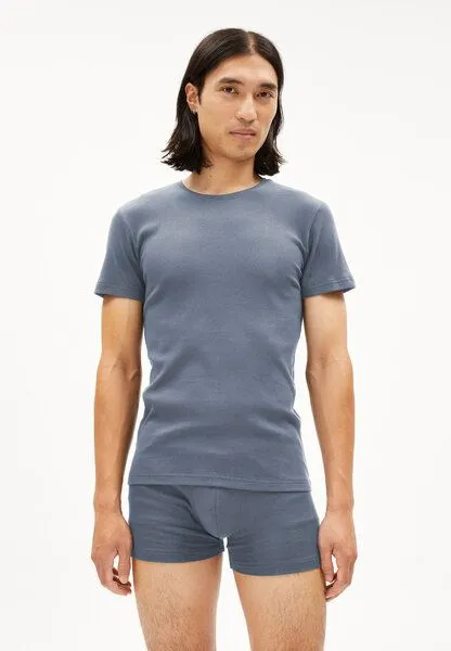 ARMEDANGELS ARMEDANGELS HELMAAR RIB Herren Ripp-T-Shirt aus Bio-Baumwoll Mix, Blue stone, – Produktbild 1 von 4