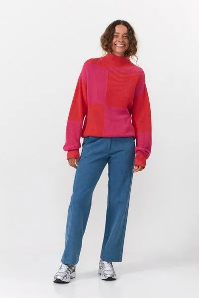 SUITE13LAB Suite13lab Strickpullover SHIRA, Check red, – Produktbild 1 von 2