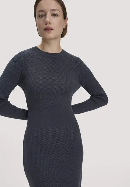 hessnatur hessnatur Strick Kleid Regular aus Bio-Baumwolle mit Bio-Merinowolle, Marine, – Produktbild 2 von 4