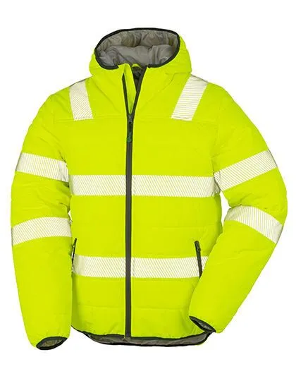 Result Genuine Recycled Result Genuine Recycled Safety Workwear HiViz Gefütterte Sicherheitsjacke Recycelt Warnschutz Regen- und Windjacken, Gelb (fluorescent), – Produktbild 2 von 3