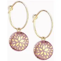 lille mus lille mus Creolen mit Porzellan-Anhänger Blumenstern, Mauve, – Produktbild 1 von 1