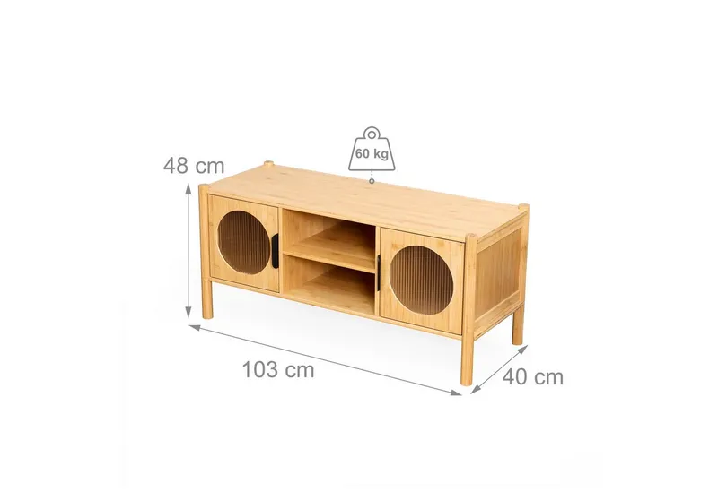 RELAXDAYS RELAXDAYS TV-Board TV Lowboard mit 2 Türen (1 St), Braun, – Produktbild 4 von 5