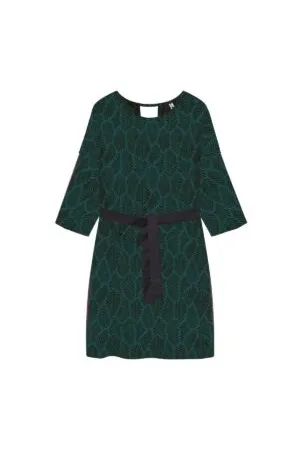WiDDA WiDDA Damen vegan Kleid Pura Petrol Schwarzes Blattmuster, Schwarz, – Produktbild 1 von 2