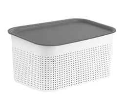 rotho rotho Aufbewahrungskorb "BRISEN" weiß, mit Deckel grau, aus Recyclingkunststoff, 4,5 l – Produktbild 1 von 1