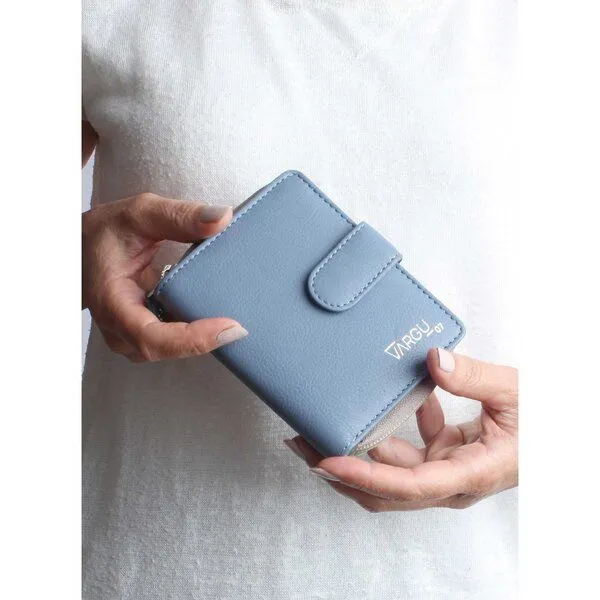 Vargu Vargu Echtleder Geldbörse VINEM 1-A, Sky blue - sage green, – Produktbild 3 von 4