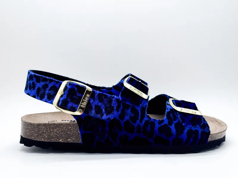 thies thies Damen vegan Sandalen Rec Backstrap Leo Blau, Schwarz, – Produktbild 2 von 2