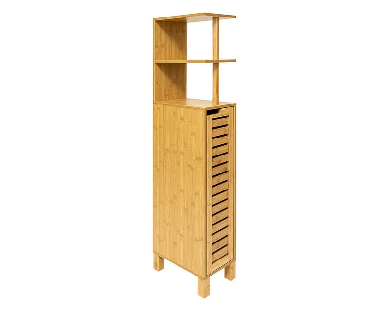 5five Simply Smart Badregal Schmaler Badezimmerschrank aus SICELA, 30 x 19 x 120 cm, Braun, – Produktbild 1 von 5