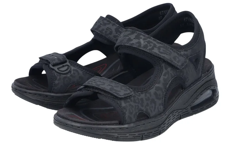 Rieker Rieker 67666 schwarz/grau Damen Sandale, Schwarz, – Produktbild 1 von 5