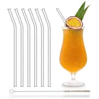 HALM HALM Glasstrohhalme Trinkhalme 6x 23cm (gebogen) + Reinigungsbürste – Produktbild 1 von 1