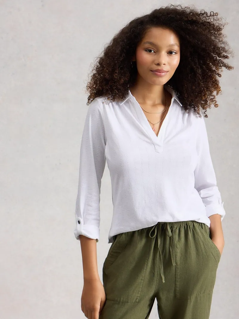 White Stuff Jerseybluse Allie - 42, Reines weiß, – Produktbild 3 von 4