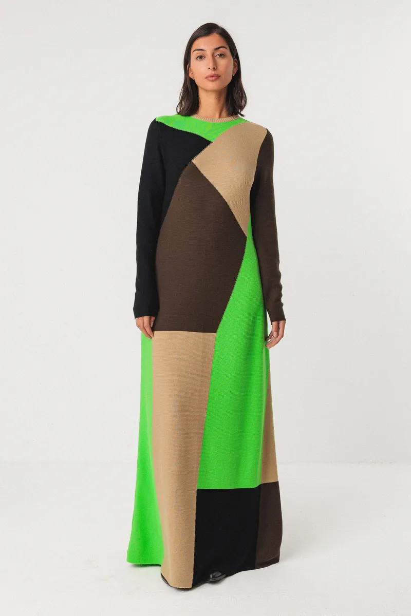 SKFK SKFK Damen vegan Strickkleid Bedia Mehrfarbig, Beige, – Produktbild 1 von 2