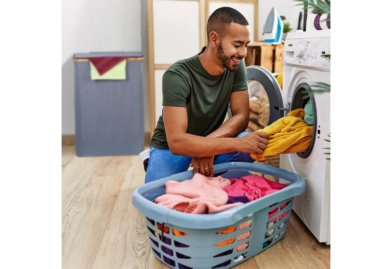 RELAXDAYS RELAXDAYS Wäschekorb mit Deckel 105 l (1 St), Braun|grau, – Produktbild 3 von 5