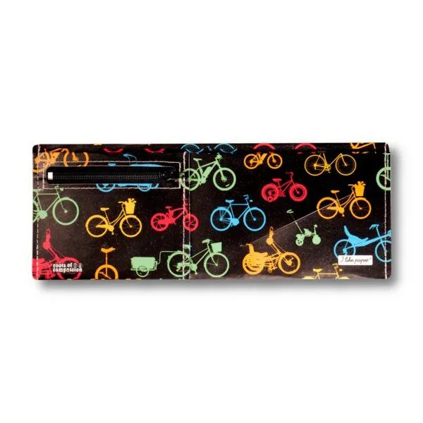 roots of compassion roots of compassion Portemonnaie vegan mit Fahrrad-Design - Wallet aus Tyvek, Geldbörse lederfrei – Produktbild 1 von 3