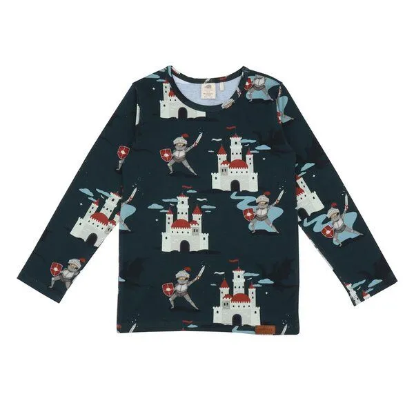 Walkiddy Kinder Langarmshirt GOTS zertifiziert, Bio-Baumwolle, dunkelgrün, Tiermuster, weich & elastisch – Walkiddy – Produktbild 1 von 2