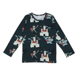 Walkiddy Kinder Langarmshirt GOTS zertifiziert, Bio-Baumwolle, dunkelgrün, Tiermuster, weich & elastisch – Walkiddy – Produktbild 1 von 1