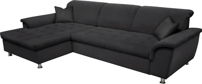 DOMO collection Ecksofa FRANZI 278x170x81 cm, Steppung im Sitzbereich, L-Form, ohne Funktion, Flachgewebe, Grau, – Produktbild 3 von 8
