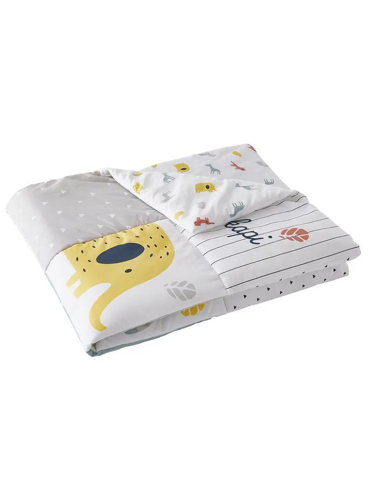 Vertbaudet Vertbaudet Babydecke Baby Spieldecke JUNGLE BABY, Patchwork-Design, Weiß, – Produktbild 2 von 5