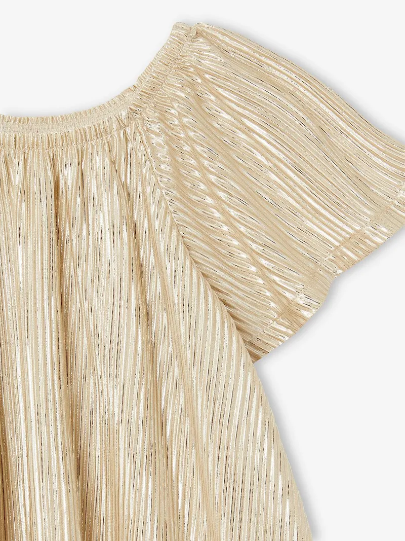 Vertbaudet Festliche Mädchen Bluse mit Plisseefalten, Gold, – Produktbild 2 von 2