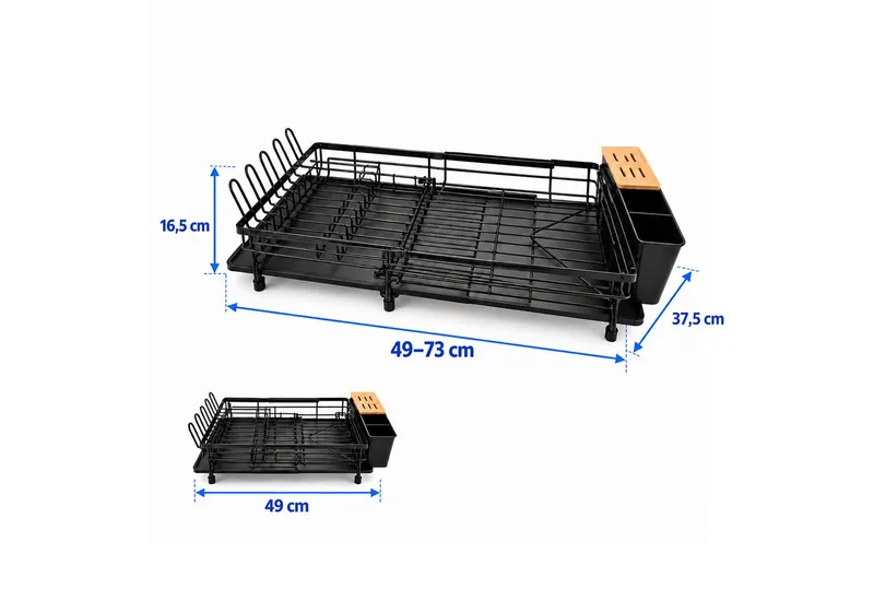 RELAXDAYS RELAXDAYS Geschirrständer Ausziehbare Abtropfgestell, Zubehör für Küchenspüle, Braun|schwarz, – Produktbild 4 von 5
