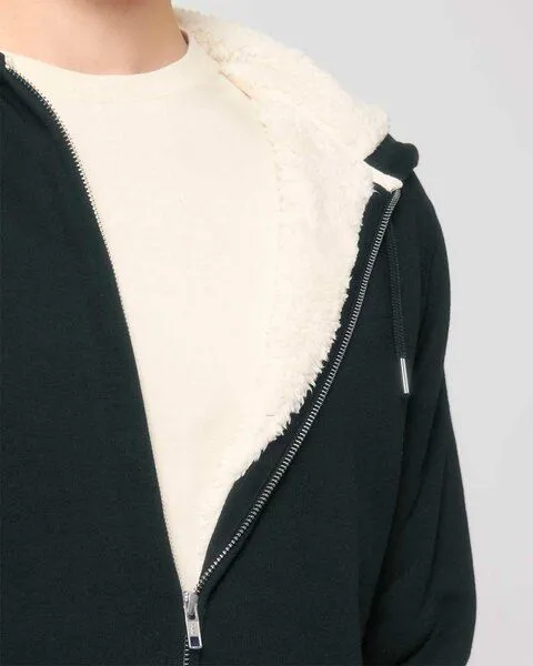 YTWOO YTWOO Sherpa Hoodie, Unisex, Zip-through, nachhaltig, Bio-Baumwolle, Schwarz, – Produktbild 3 von 4
